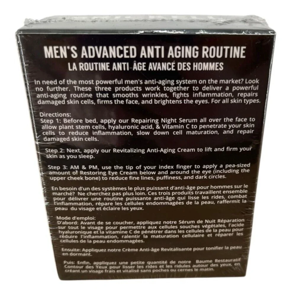 Brickell Men's 3pc Advanced Anti-Aging Skin Care Routine Night Serum Eye Cream